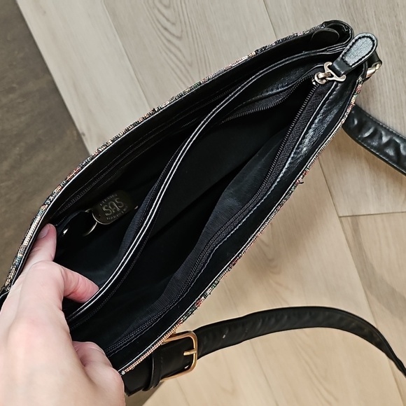 Vintage SAS Tapestry European Cafe Leather Crossbody Bag - Picture 8 of 16